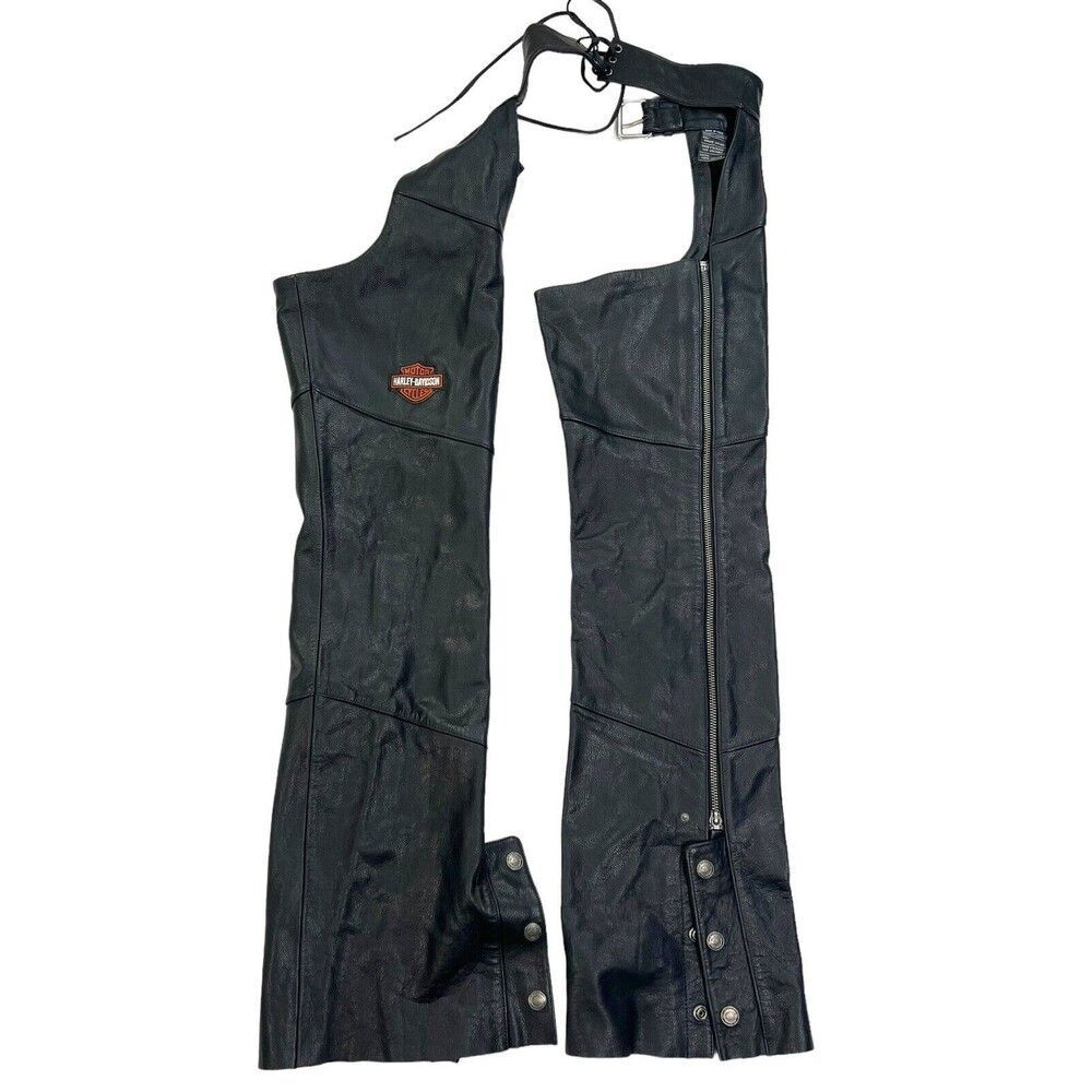 Re-Poshing✨️✨️Harley-Davidson Women's Genuine Leather Motorcycle Chaps - Picture 9 of 15